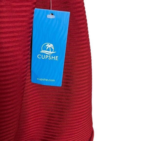 Cupshe NWT Maternity Scoop Neck Criss Cross Back Tie Ribbed One Piece Swimsuit R - Picture 10 of 15